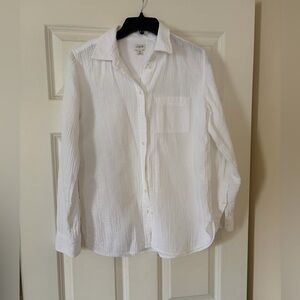 J. Crew White textured Button-Down Gauze Shirt